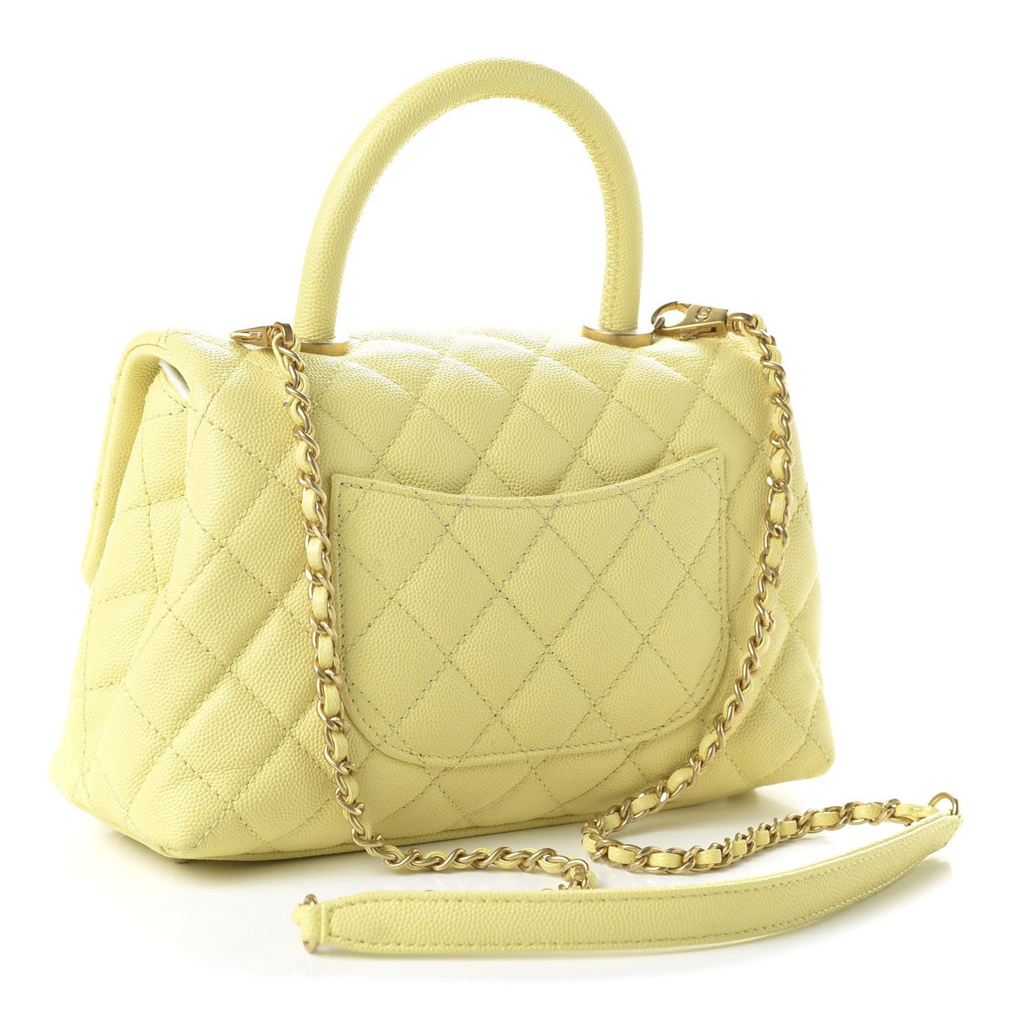 Caviar Quilted Mini Coco Handle Flap Yellow