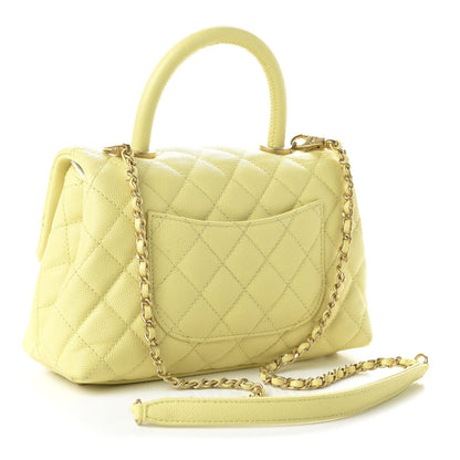 Chanel Caviar Quilted Mini Coco Handle Flap Yellow 3 of 11