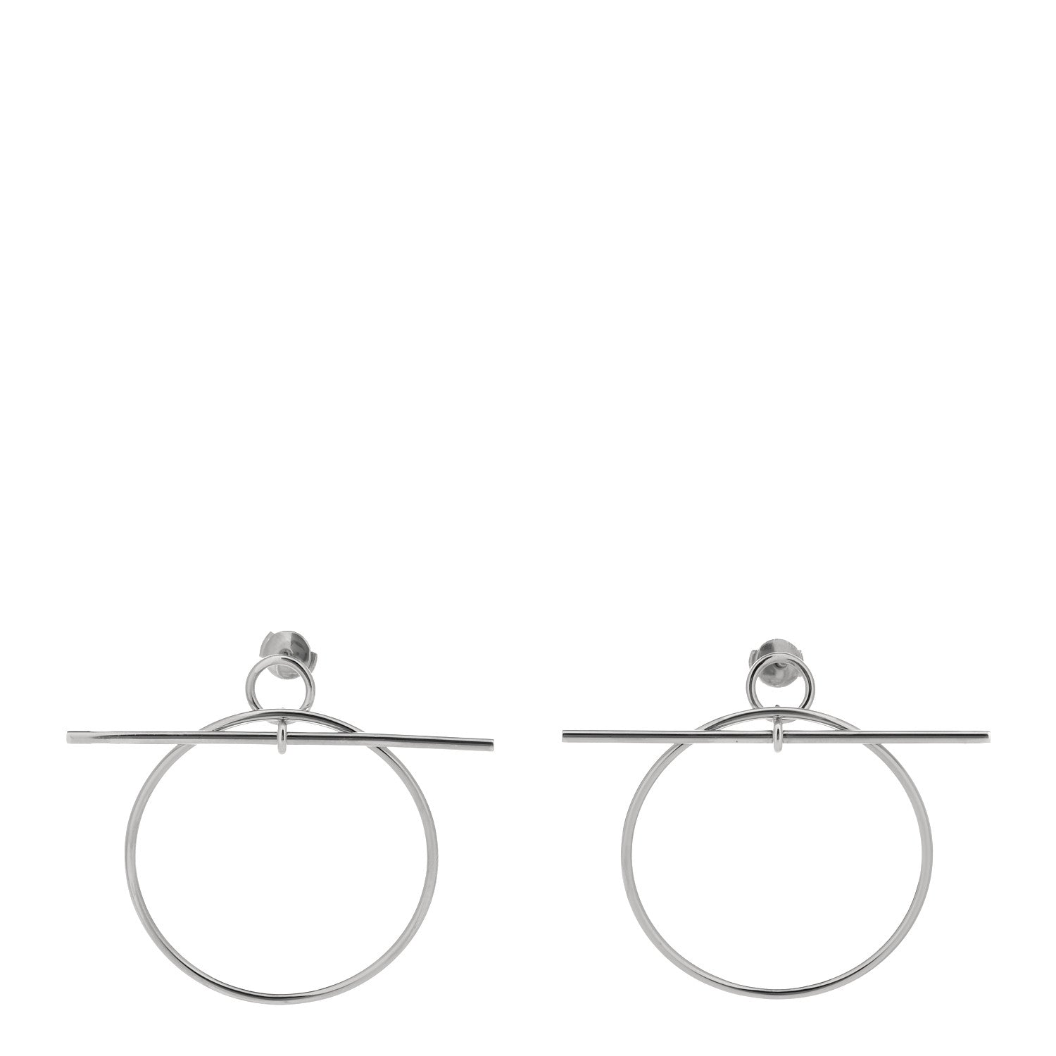 Hermes Sterling Silver MM Loop Earrings 1 of 4
