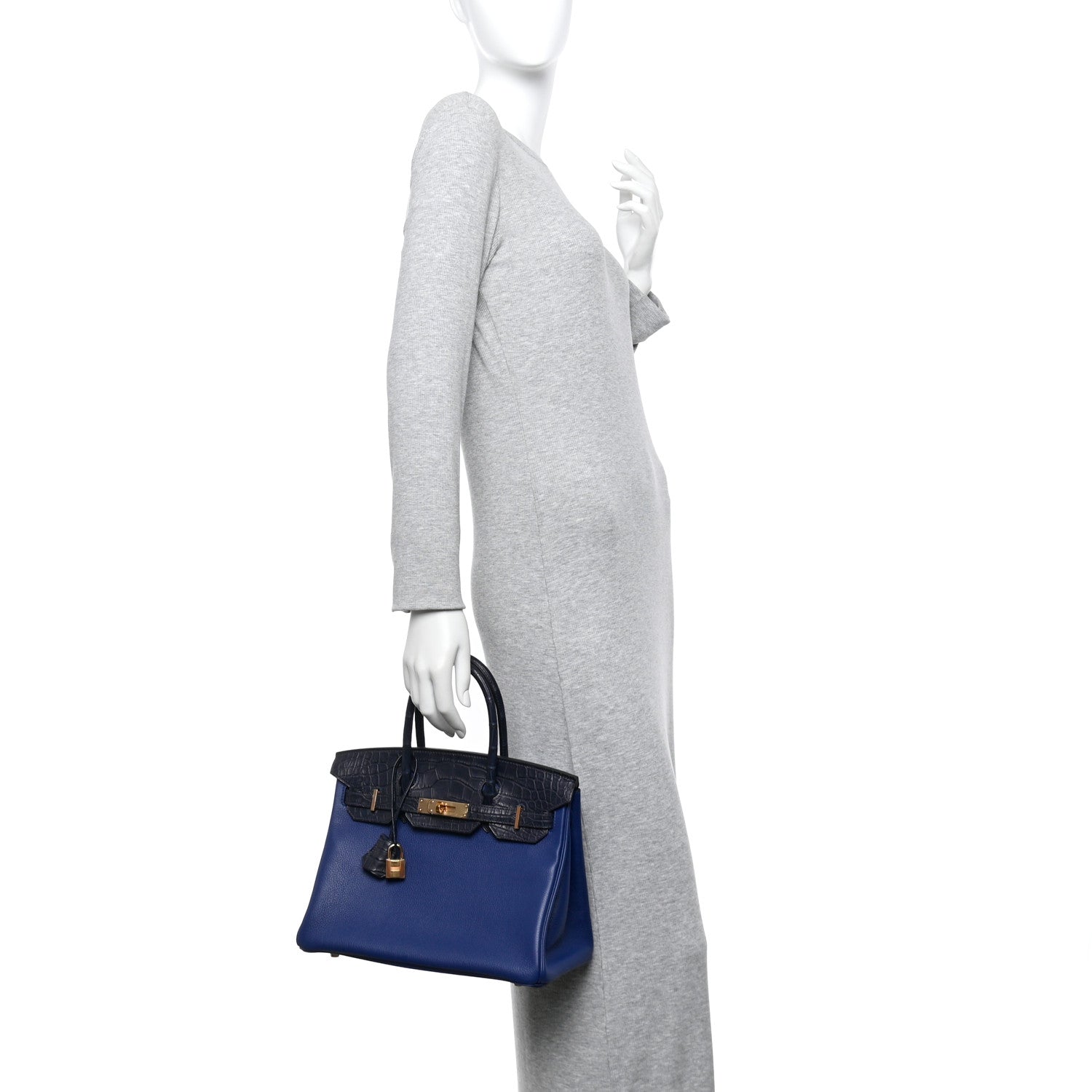 Hermes Taurillon Novillo Matte Alligator Birkin Touch 30 Bleu Saphir Bleu Marine 2 of 12