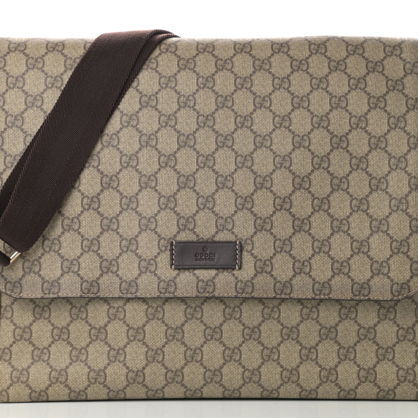 GG Plus Monogram Messenger Diaper Bag Dark Brown