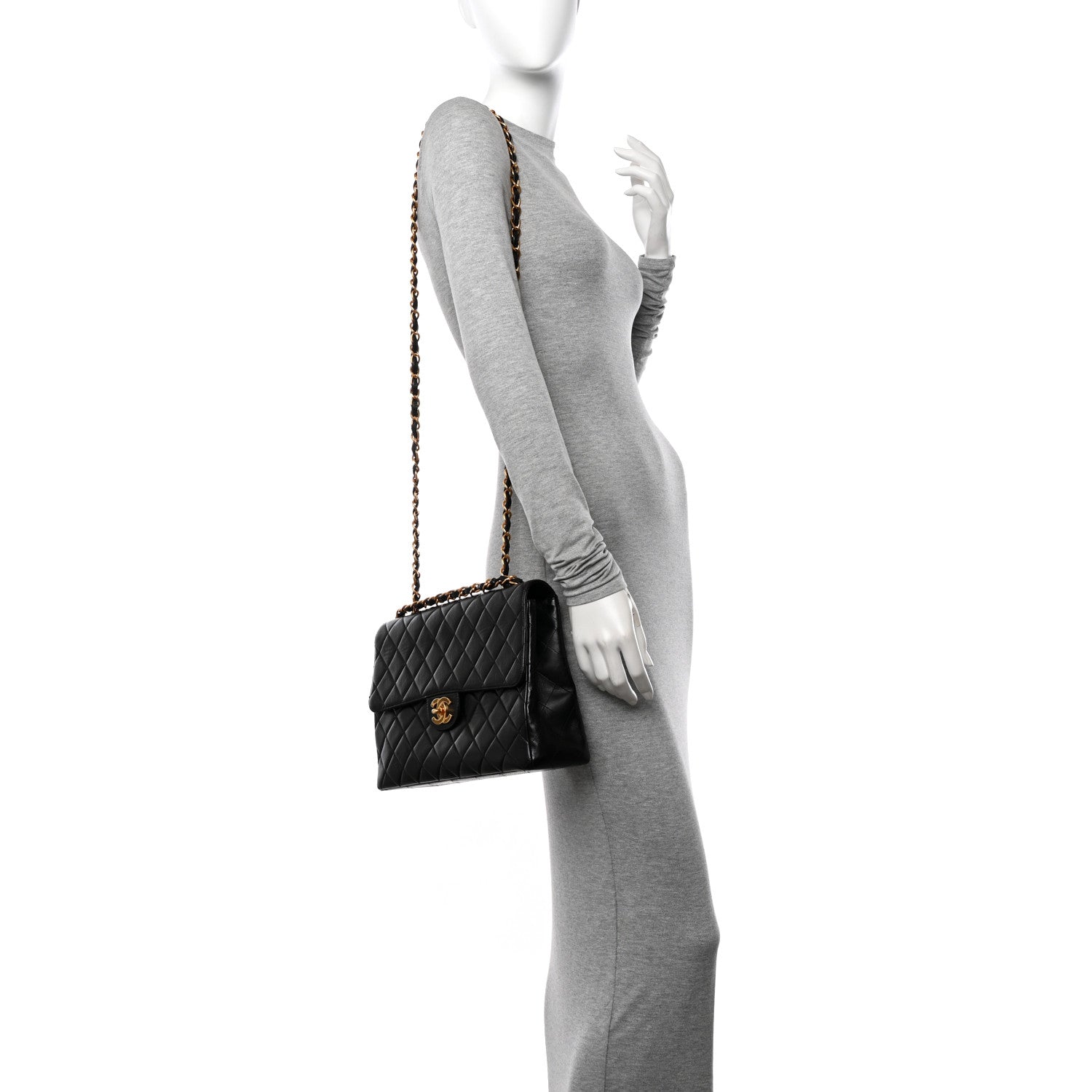 Chanel Lambskin Quilted Jumbo Single Flap Black 2 of 14