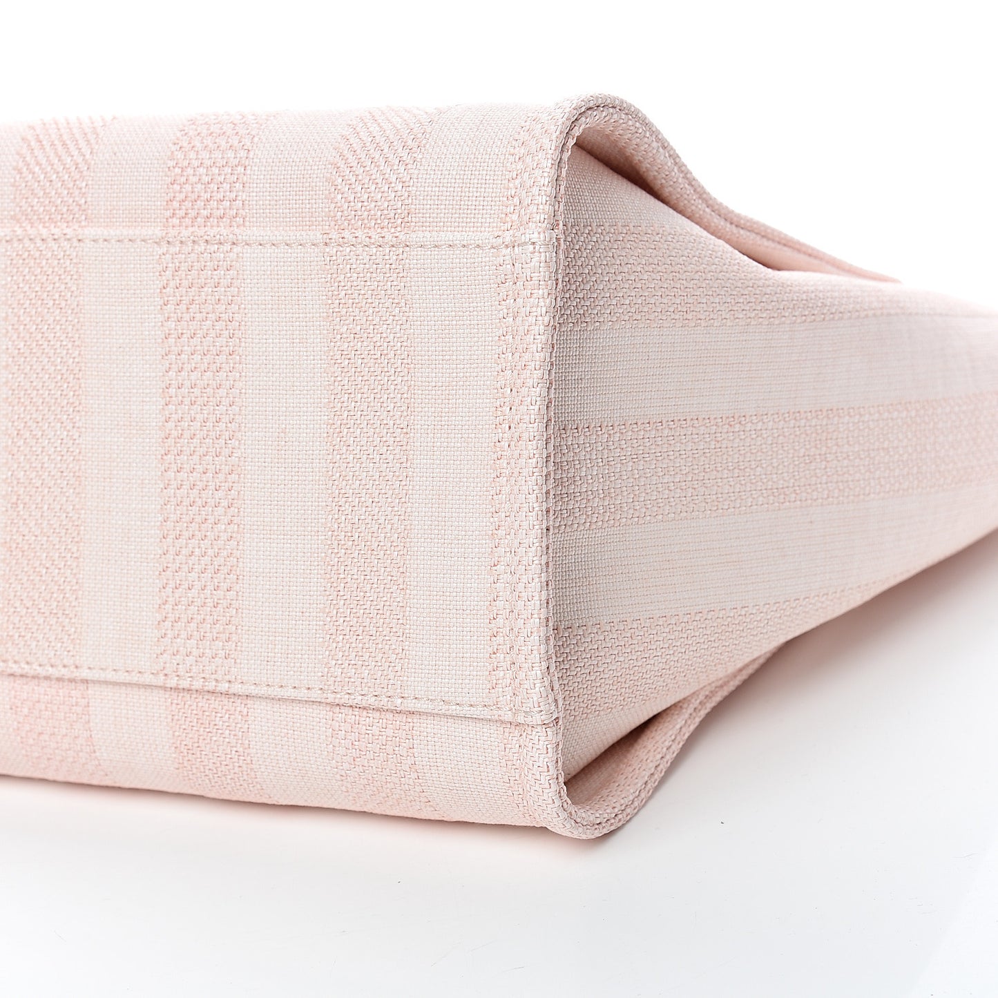 Straw Raffia Calfskin Striped Medium Deauville Tote Light Pink