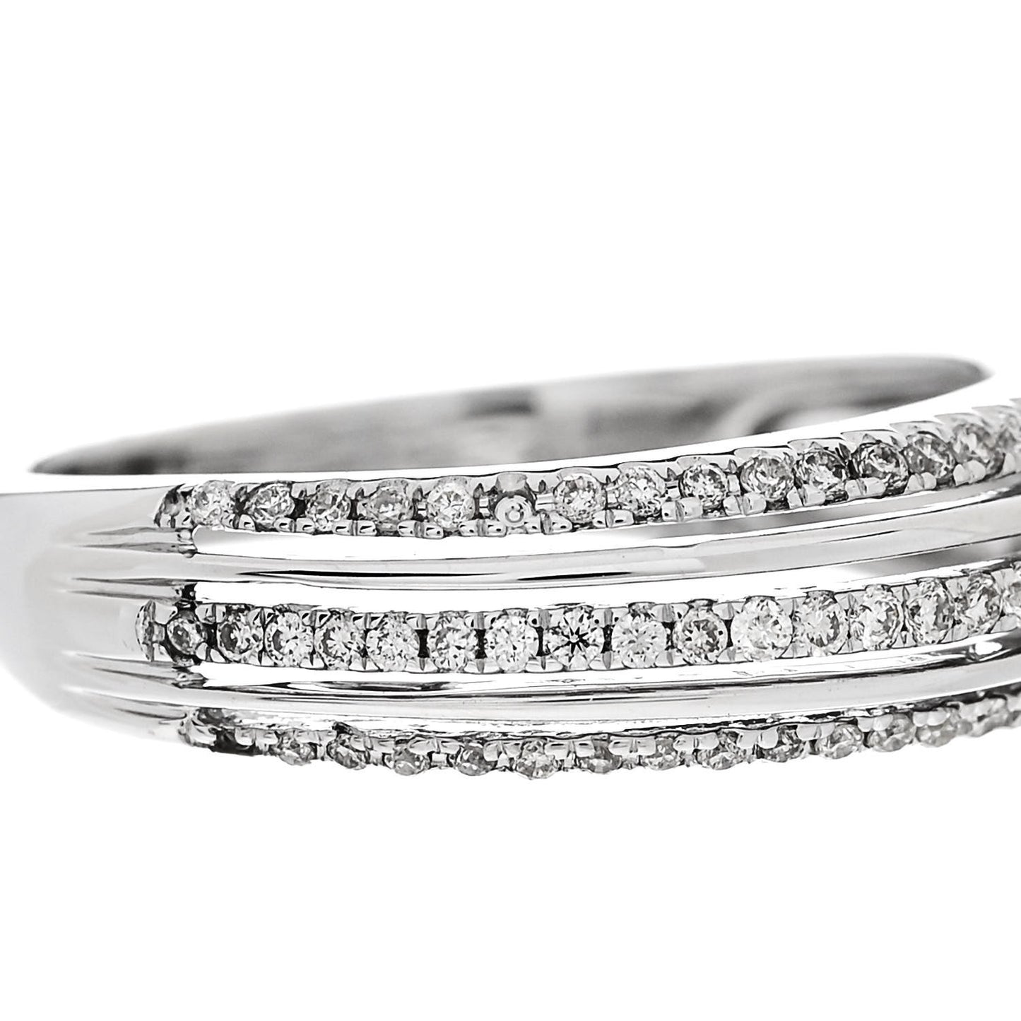 18K White Gold Diamond .24ctw 3 Row Pave Band Ring 53 6.25