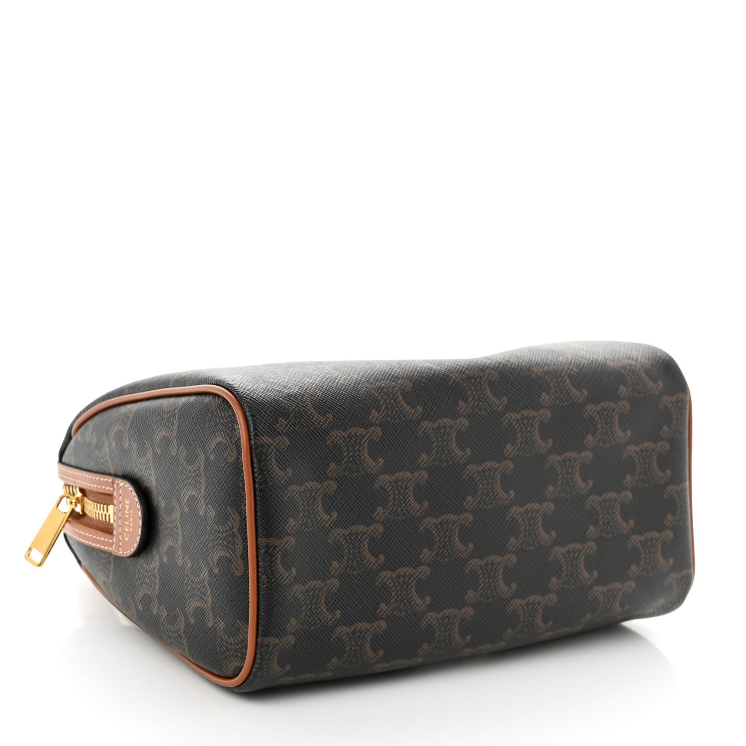 Celine Triomphe Canvas Calfskin Small Boston Bag Tan 4 of 9