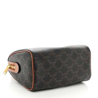 Celine Triomphe Canvas Calfskin Small Boston Bag Tan 4 of 9