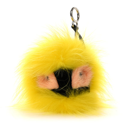 Fendi Fox Mink Rabbit Fur Vitello Dolce Flashy Monster Bag Bug Charm Giallo Fluo Multicolor 1 of 4