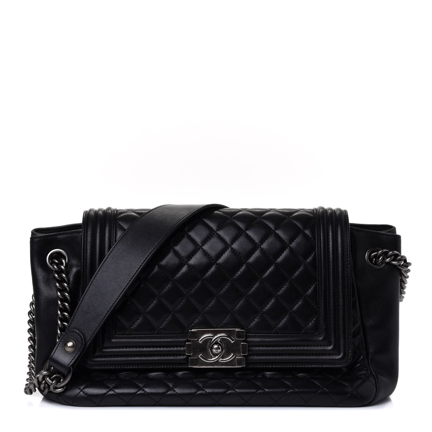 Chanel Lambskin Quilted Accordion Boy Flap Black 1 of 4