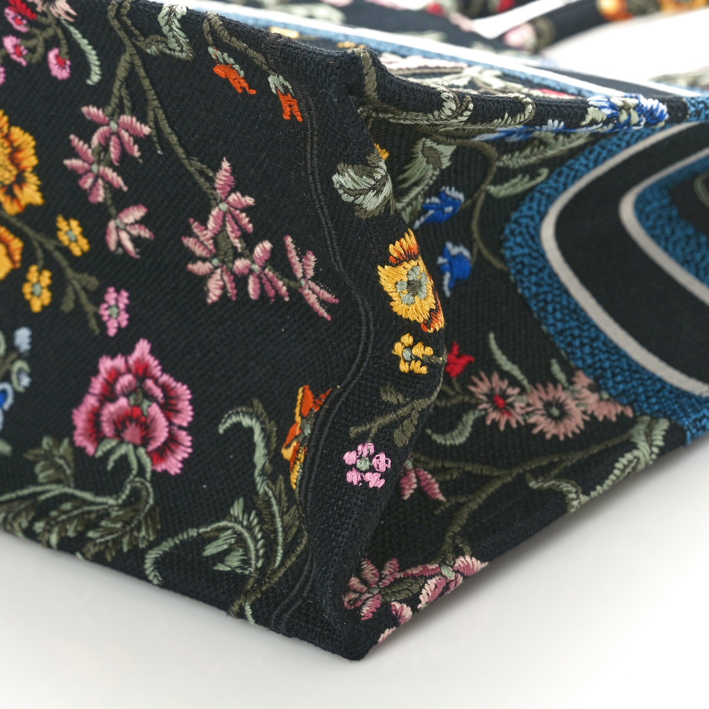 Canvas Embroidered Large Book Tote Black Multicolor