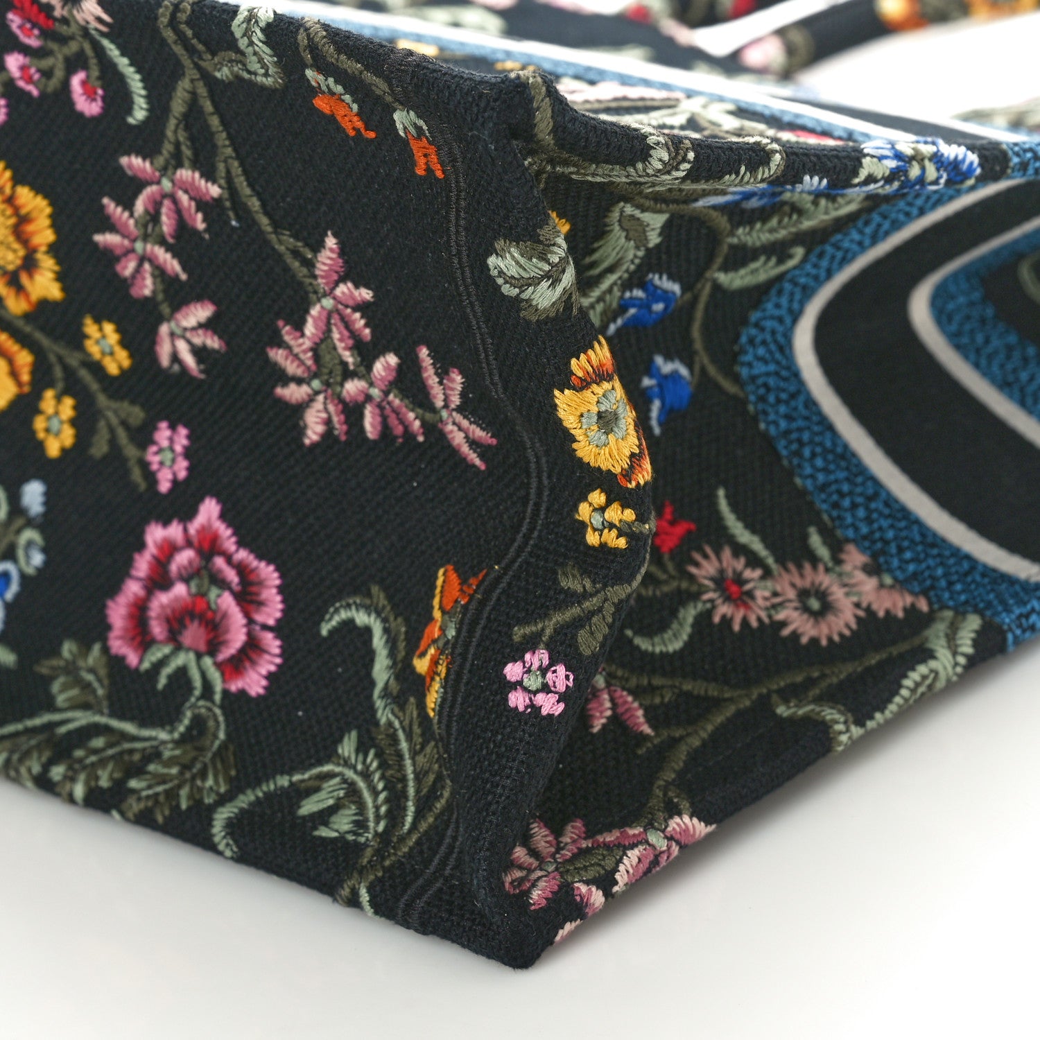 Christian Dior Canvas Embroidered Large Book Tote Black Multicolor 9 of 9