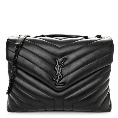 Saint Laurent Calfskin Y Quilted Monogram Monochrome Medium Loulou Chain Satchel Black 1 of 10