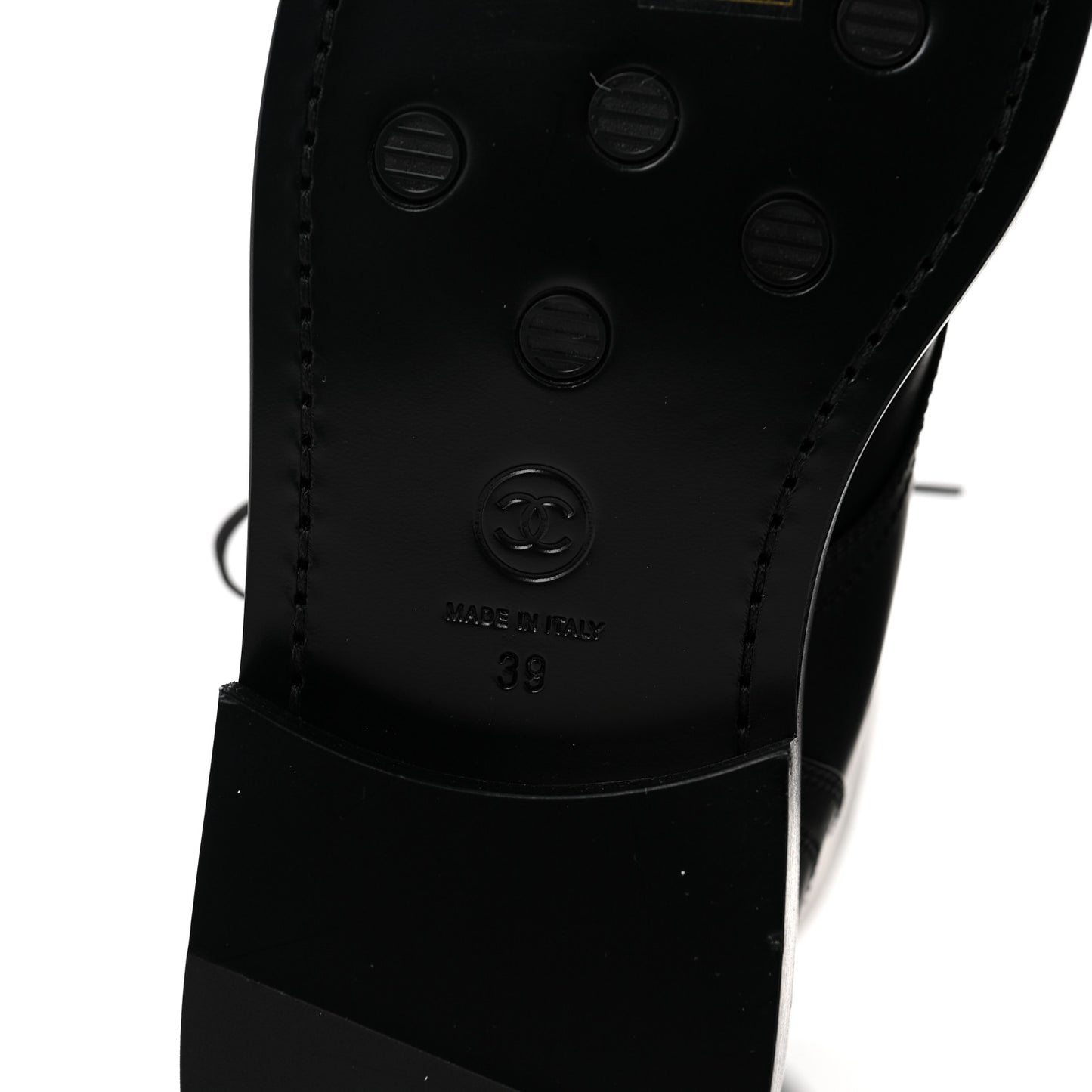 Shiny Calfskin Lace Up Combat Boots 39 Black