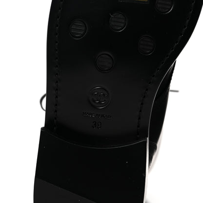 Chanel Shiny Calfskin Lace Up Combat Boots 39 Black 6 of 9