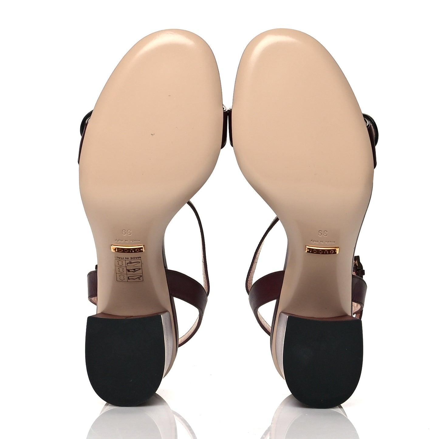 Lifford Calfskin GG Marmont Ankle Wrap 75mm Sandals 39 Vintage Bordeaux
