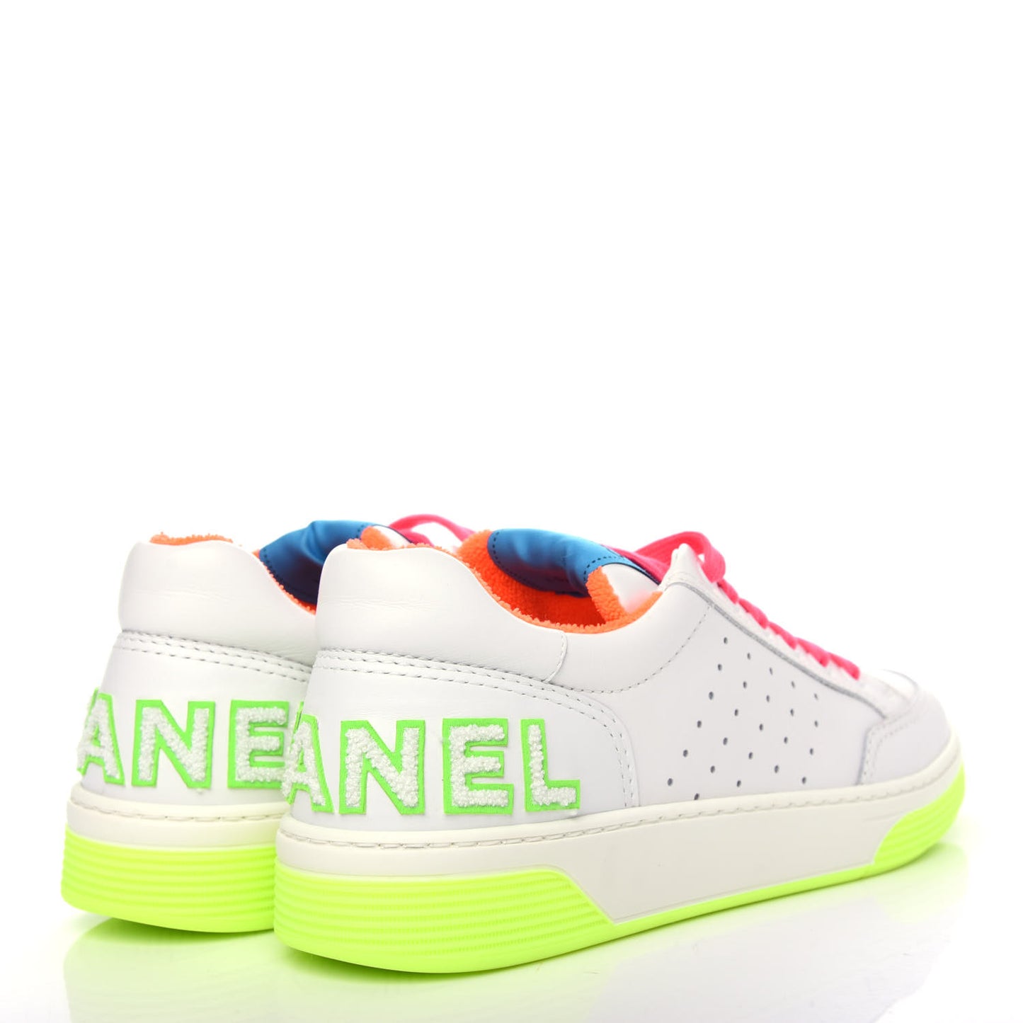 Calfskin Womens Logo Sneakers 40.5 White Multicolor