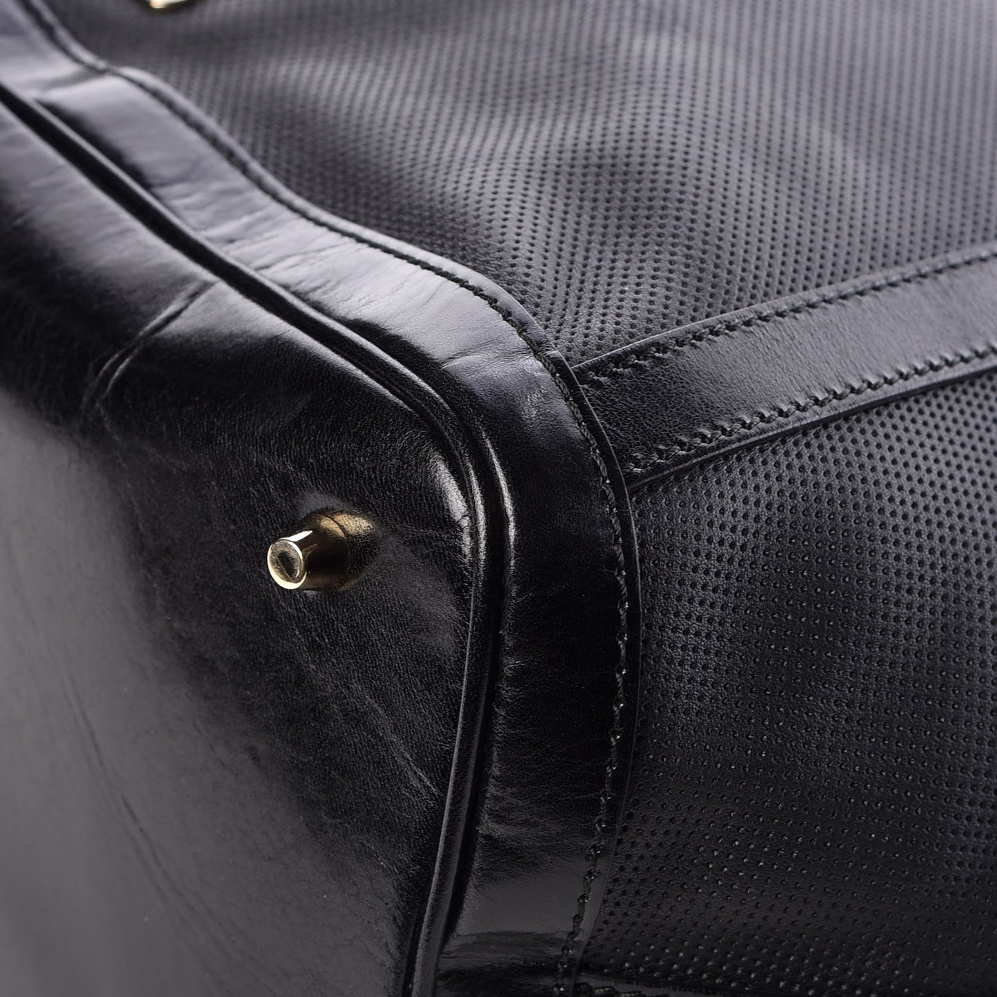 Calfskin Perforated Ellers Satchel Black