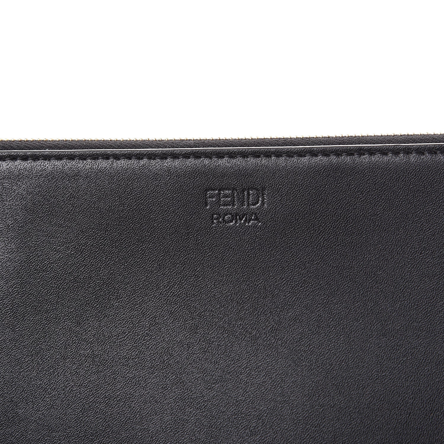 Fendi Vitello Liberty Lucido Metal Monster Eyes Zip Pouch Black 7 of 8
