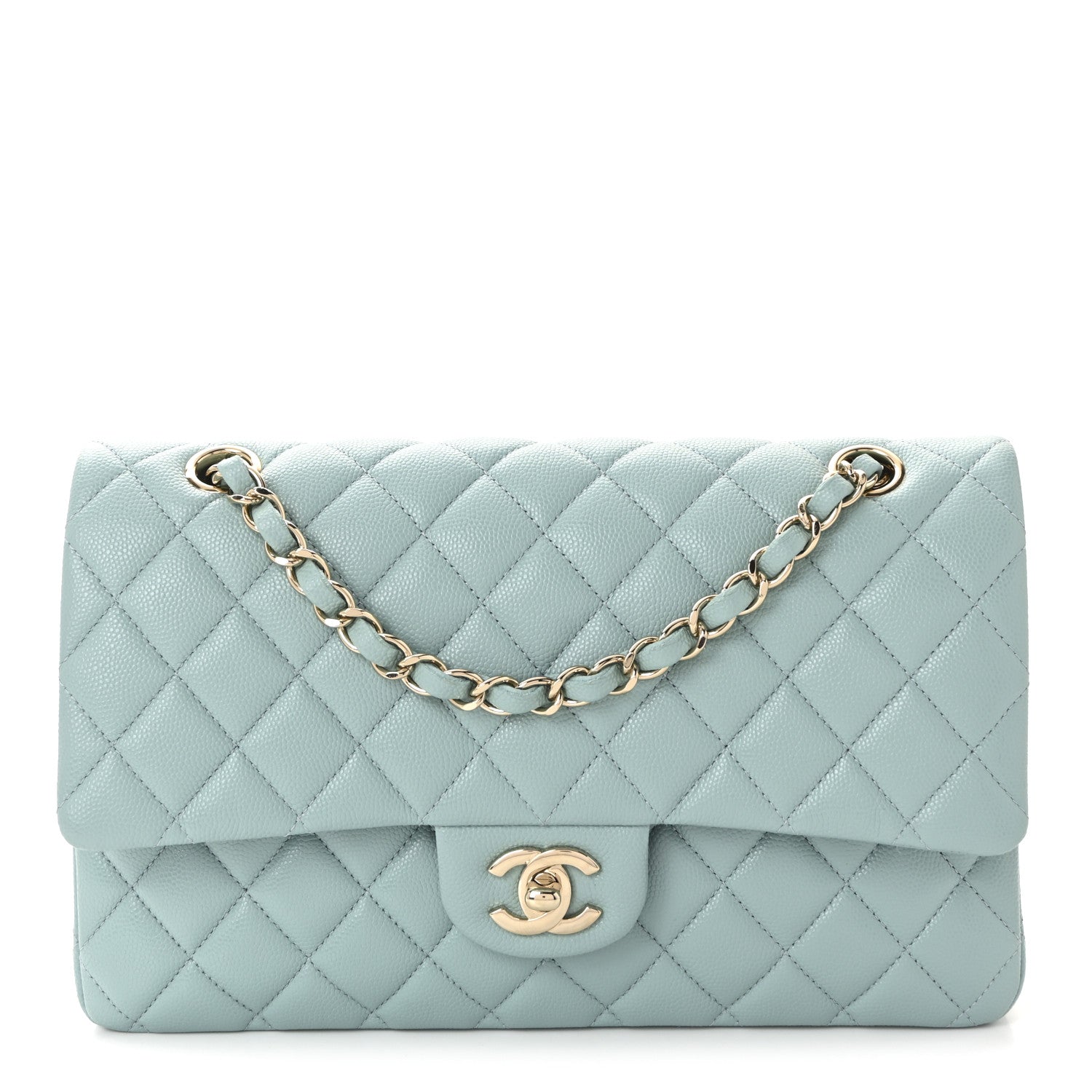 Chanel Caviar Quilted Medium Double Flap Light Blue 1 of 10