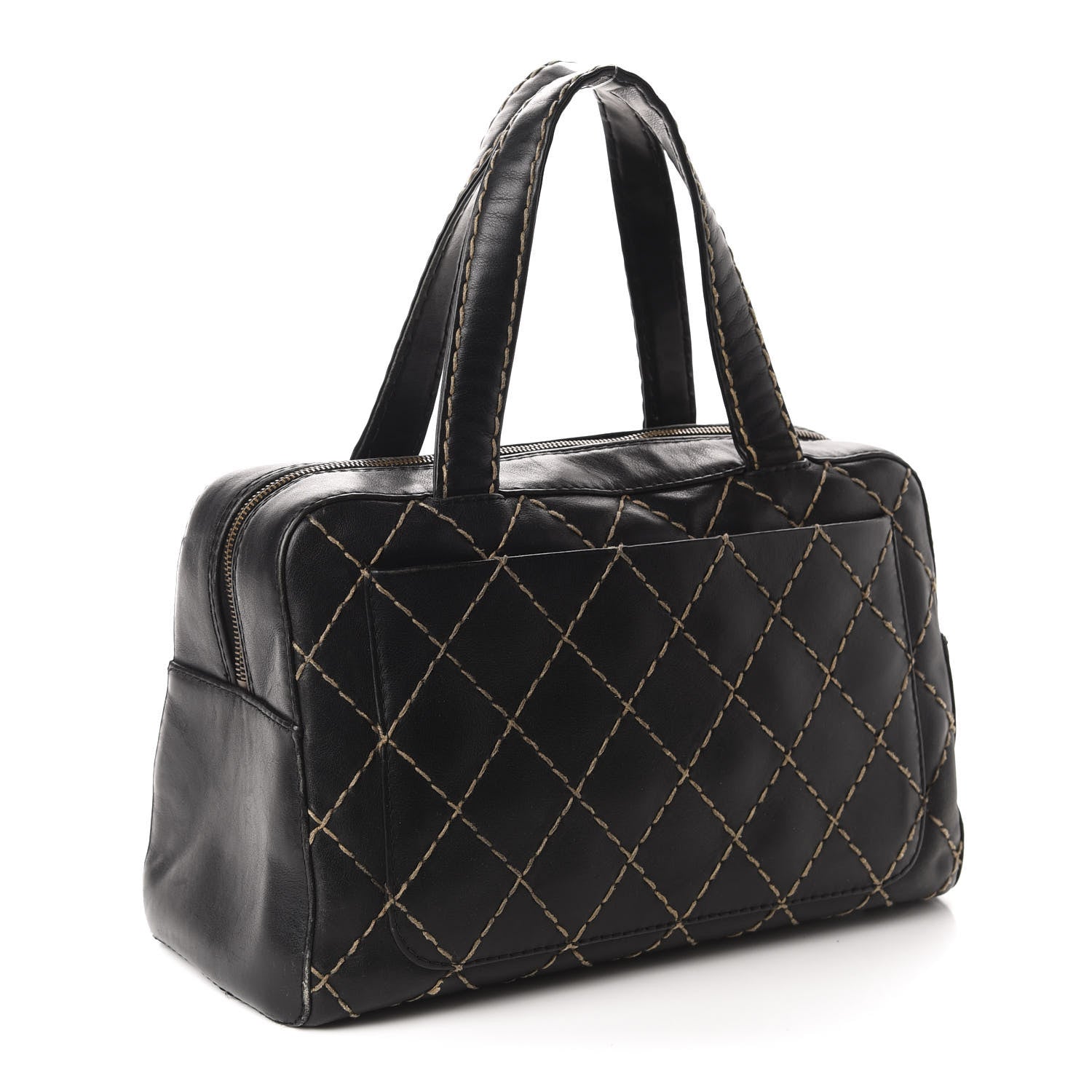 Chanel Calfskin Wild Stitch Top Handle Bag Black 3 of 14