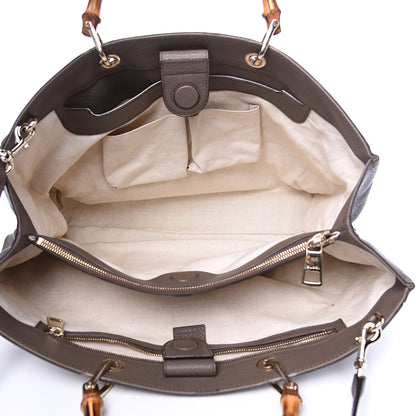 Gucci Calfskin Large Bamboo Shopper Tote Grey Field 4 of 12
