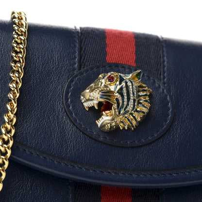 Gucci Textured Calfskin Web Mini Rajah Slim Flap Shoulder Bag Blue 9 of 10