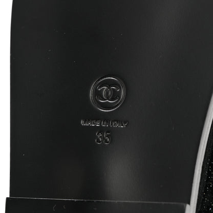 Chanel Suede Calfskin Glitter Crystal Velcro Dad Sandals 35 Black 8 of 10