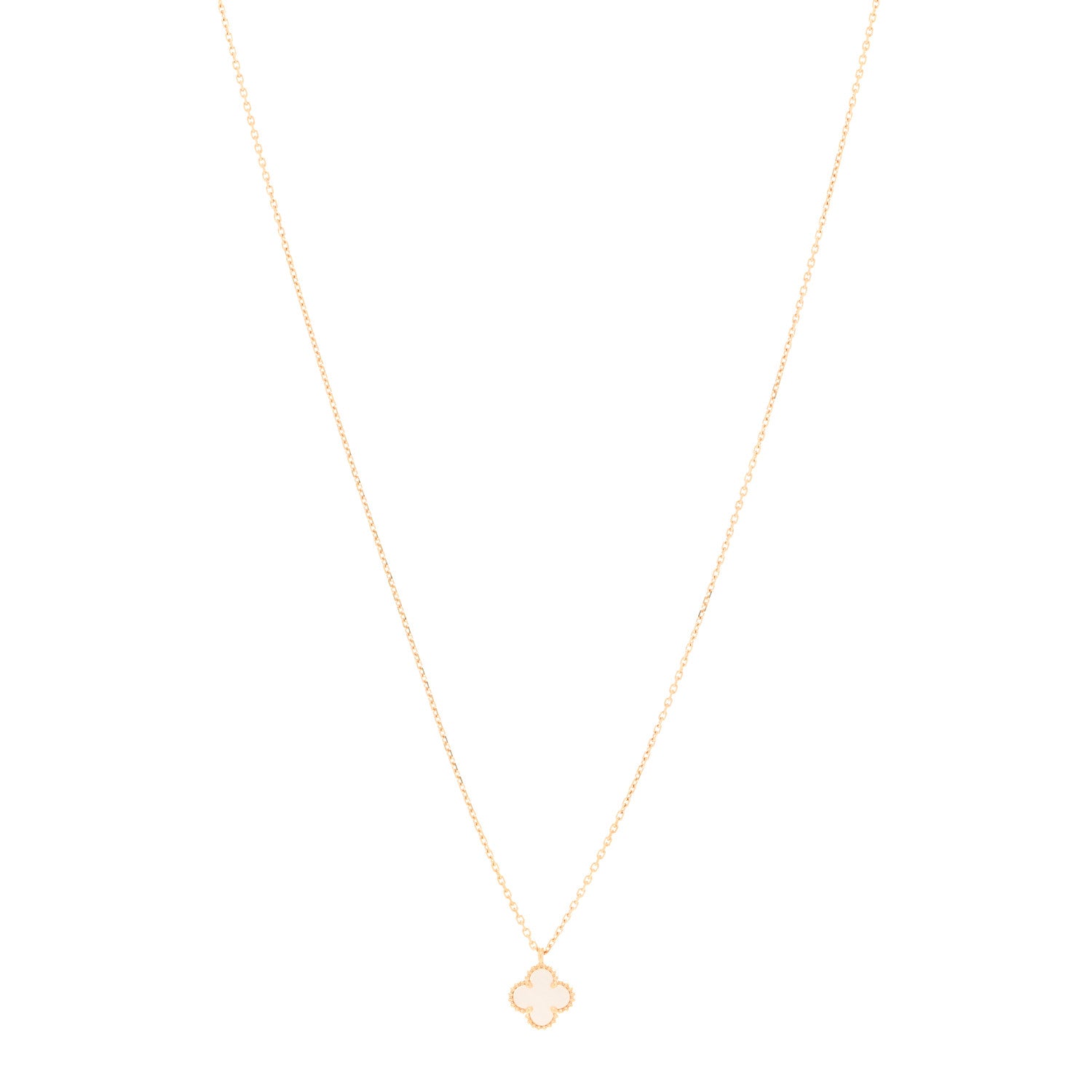 Van Cleef & Arpels 18K Yellow Gold Mother of Pearl Sweet Alhambra Pendant Necklace 1 of 6