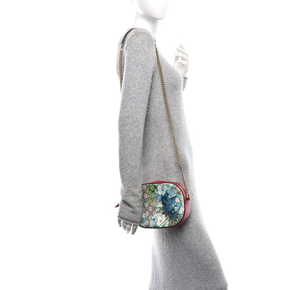 Gucci GG Supreme Monogram Blooms Mini Chain Shoulder Bag Beige Blue Navy Hibiscus Red 2 of 11