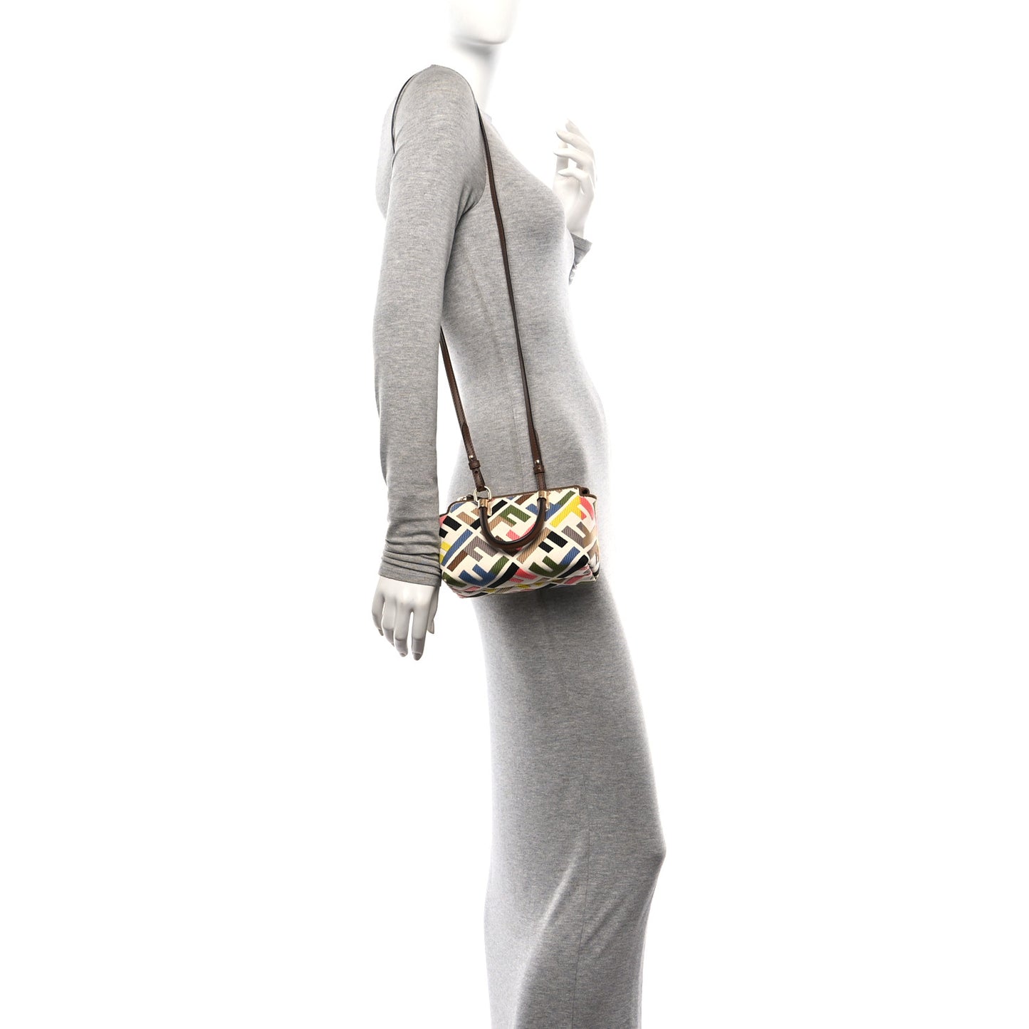 Canvas Vitello FF Multicolor Embroidered Mini By The Way Top Handle Boston Bag Multicolor