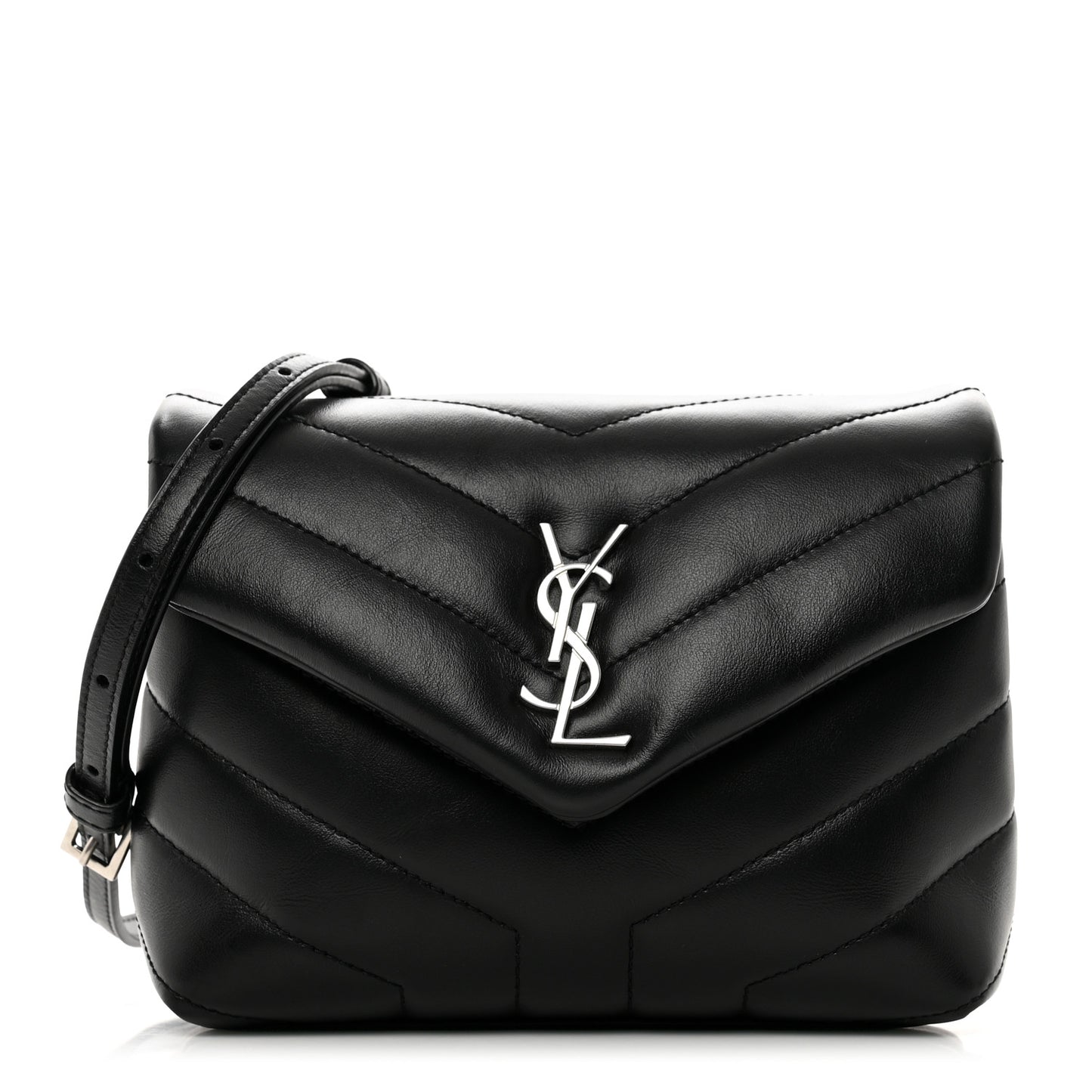 Calfskin Y Quilted Monogram Toy Loulou Crossbody Bag Black