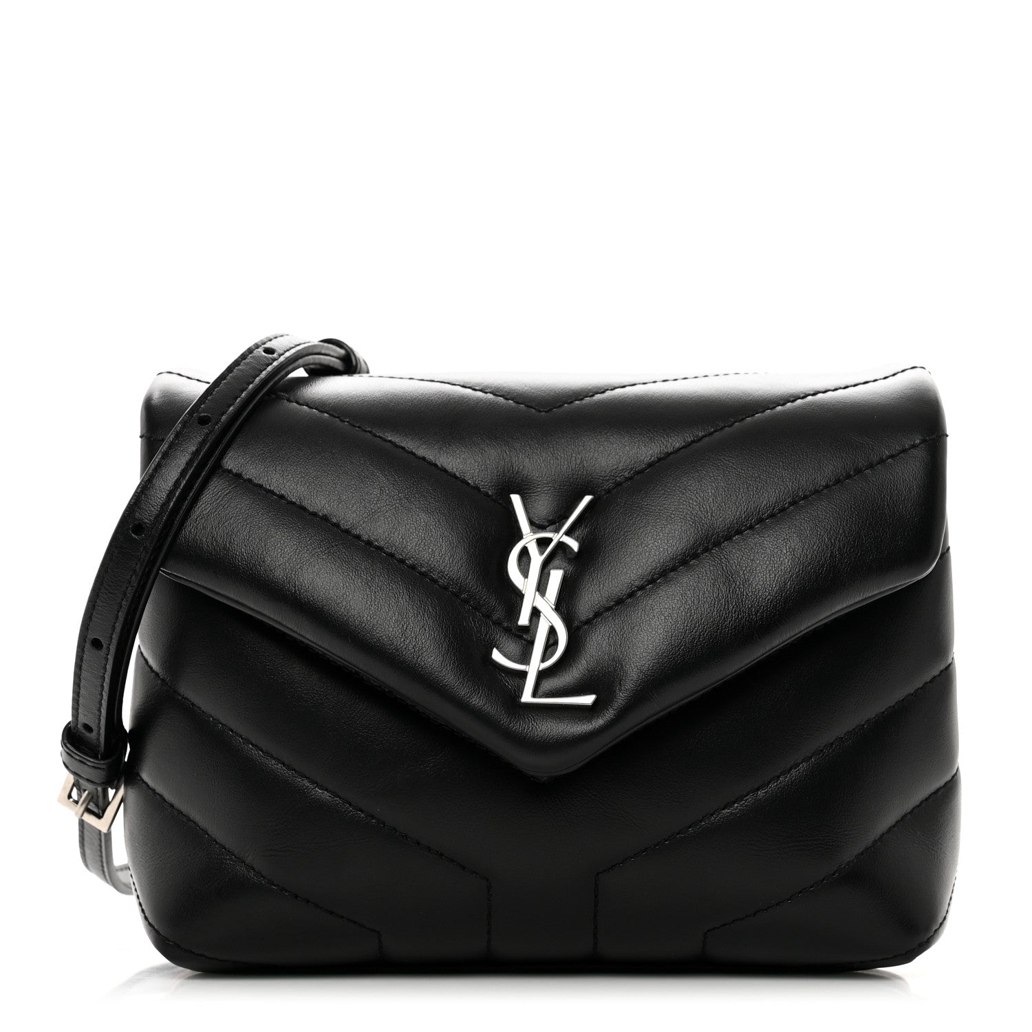 Saint Laurent Calfskin Y Quilted Monogram Toy Loulou Crossbody Bag Black 1 of 10