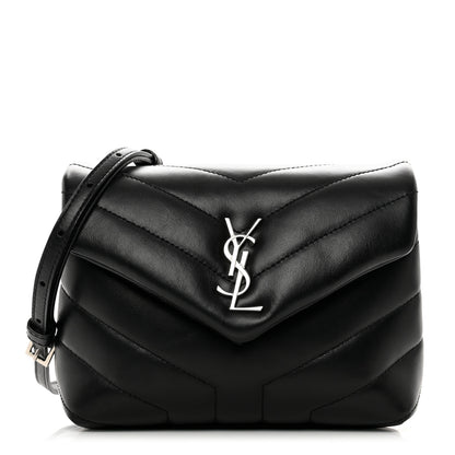 Saint Laurent Calfskin Y Quilted Monogram Toy Loulou Crossbody Bag Black 1 of 10