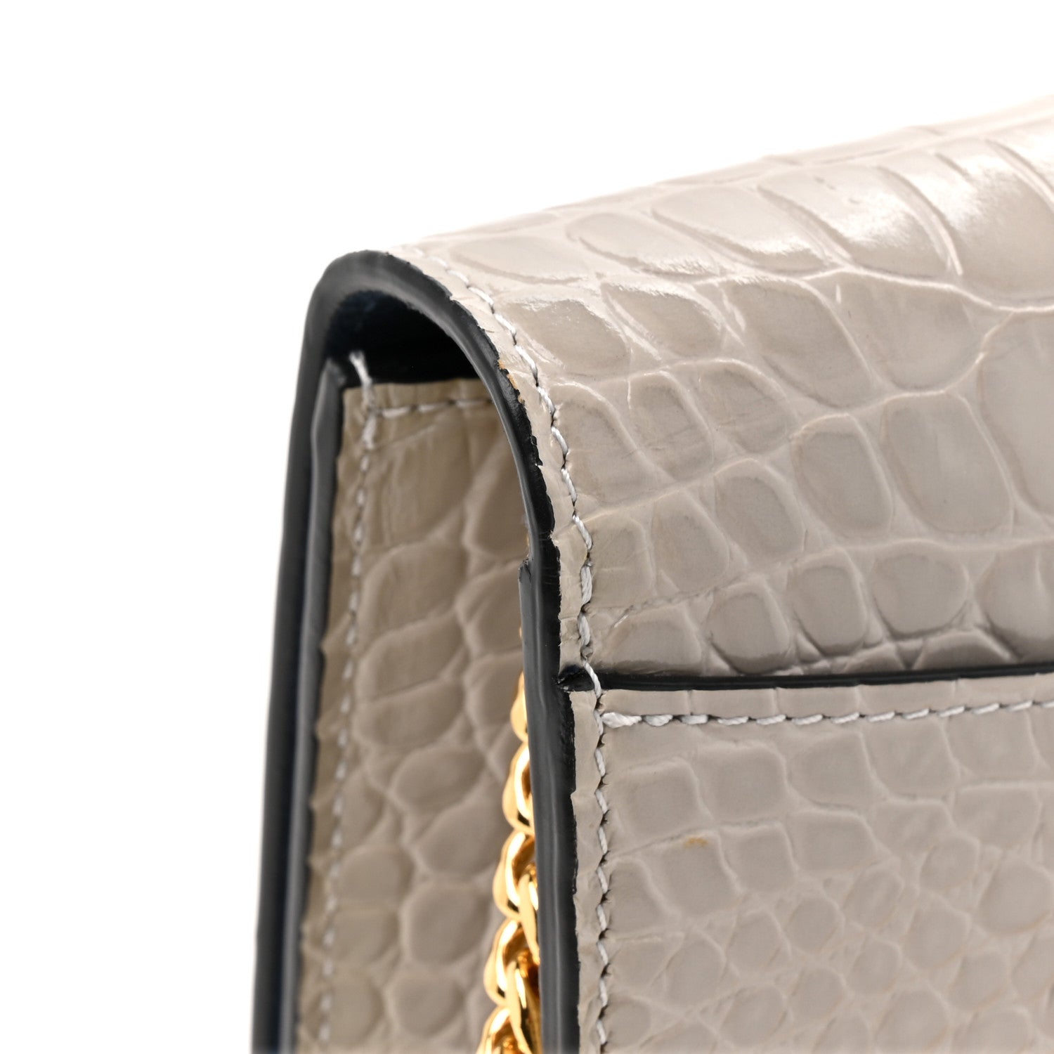 Alexander McQueen Calfskin Crocodile Embossed Skull Medium Shoulder Bag Grey 9 of 11