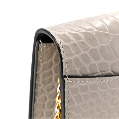 Alexander McQueen Calfskin Crocodile Embossed Skull Medium Shoulder Bag Grey 9 of 11
