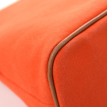 Hermes Cotton Canvas Bolide Travel Cosmetic Pouch Orange 10 of 14