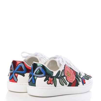 Gucci Calfskin Web Floral Embroidered Ace Sneakers 39.5 White 4 of 10