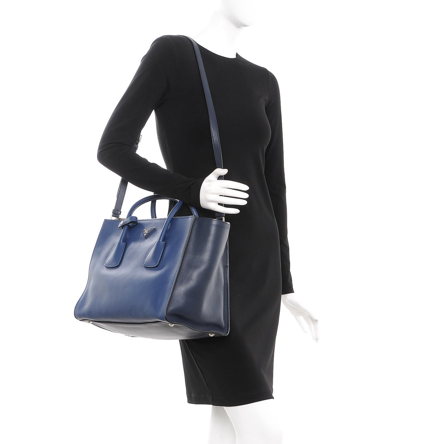 City Calf Bi-Color Twin Pocket Tote Bleuette Baltico