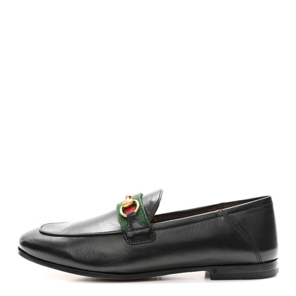 Gucci Malaga Kid Web Womens Horsebit Loafers 35.5 Black 1 of 10