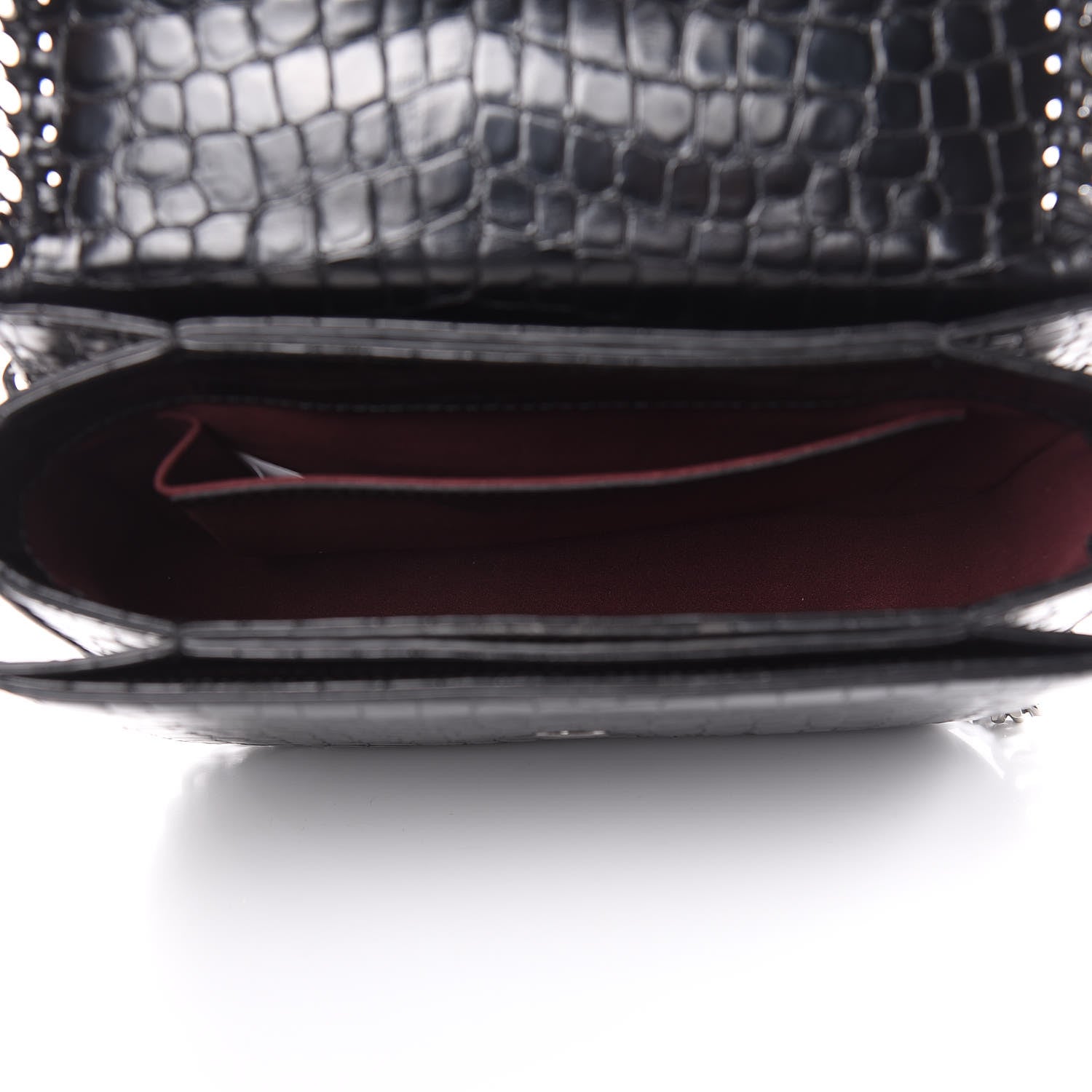 Stella McCartney Embossed Crocodile Effect Medium Falabella Box Shoulder Bag Black 5 of 8