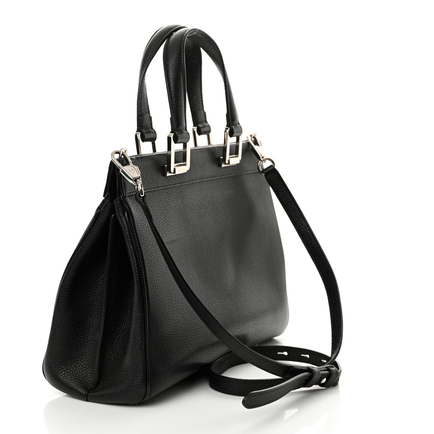 Grainy Calfskin Small Zumi Top Handle Bag Black