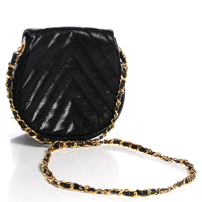 Chanel Caviar Chevron CC Shoulder Bag Black 3 of 8