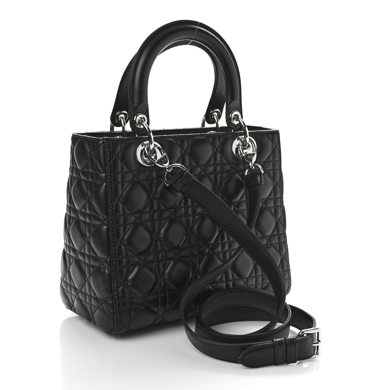 Christian Dior Lambskin Cannage Medium Lady Dior Black 3 of 8