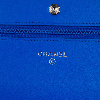 Chanel Vinyl Lipstick Wallet On Chain WOC Blue 6 of 9