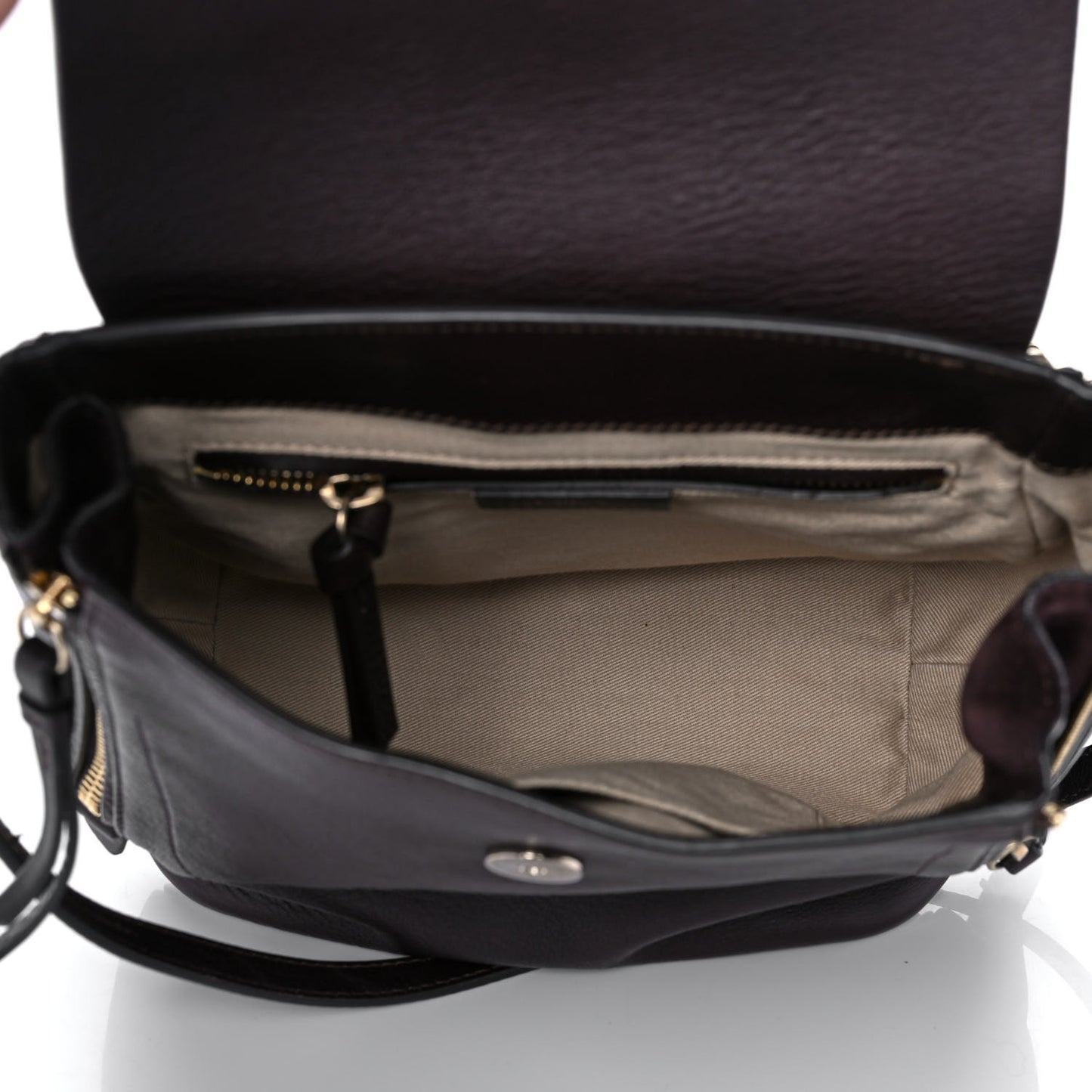 Suede Calfskin Small Faye Backpack Carbon Brown