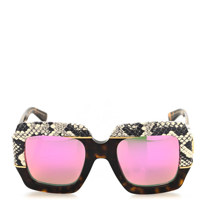 Gucci Snakeskin Acetate Square Sunglasses GG0484S Havana 2 of 8