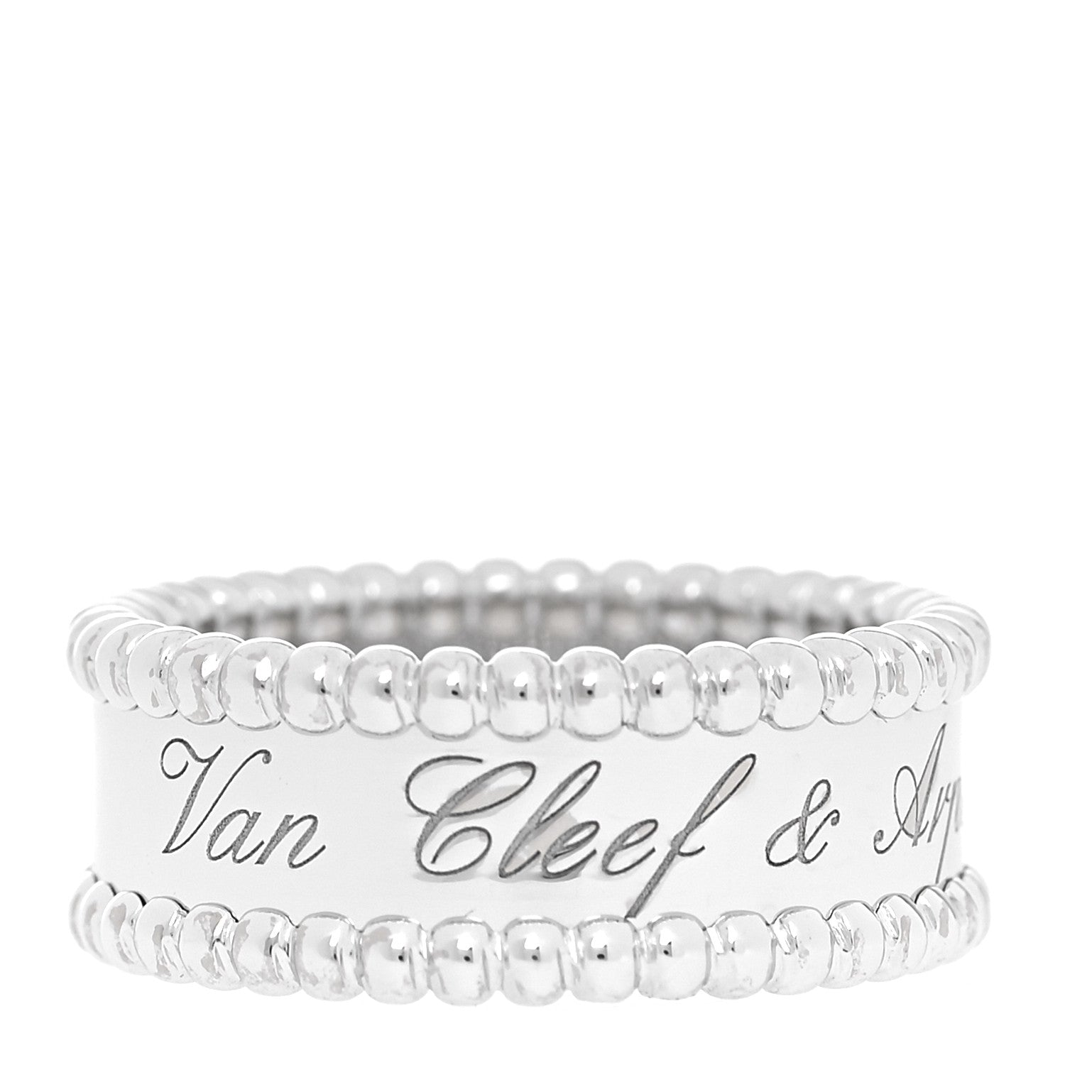 Van Cleef & Arpels 18K White Gold Perlee Signature Ring 53 6.5 1 of 5