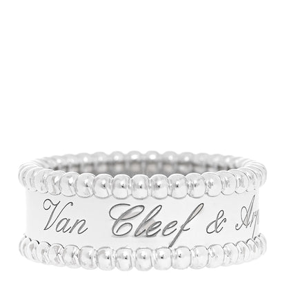 Van Cleef & Arpels 18K White Gold Perlee Signature Ring 53 6.5 1 of 5