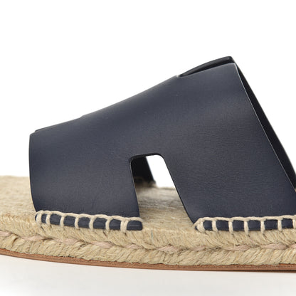 Hermes Calfskin Mens Antigua Espadrille Sandals 45 Bleu Indigo 11 of 14