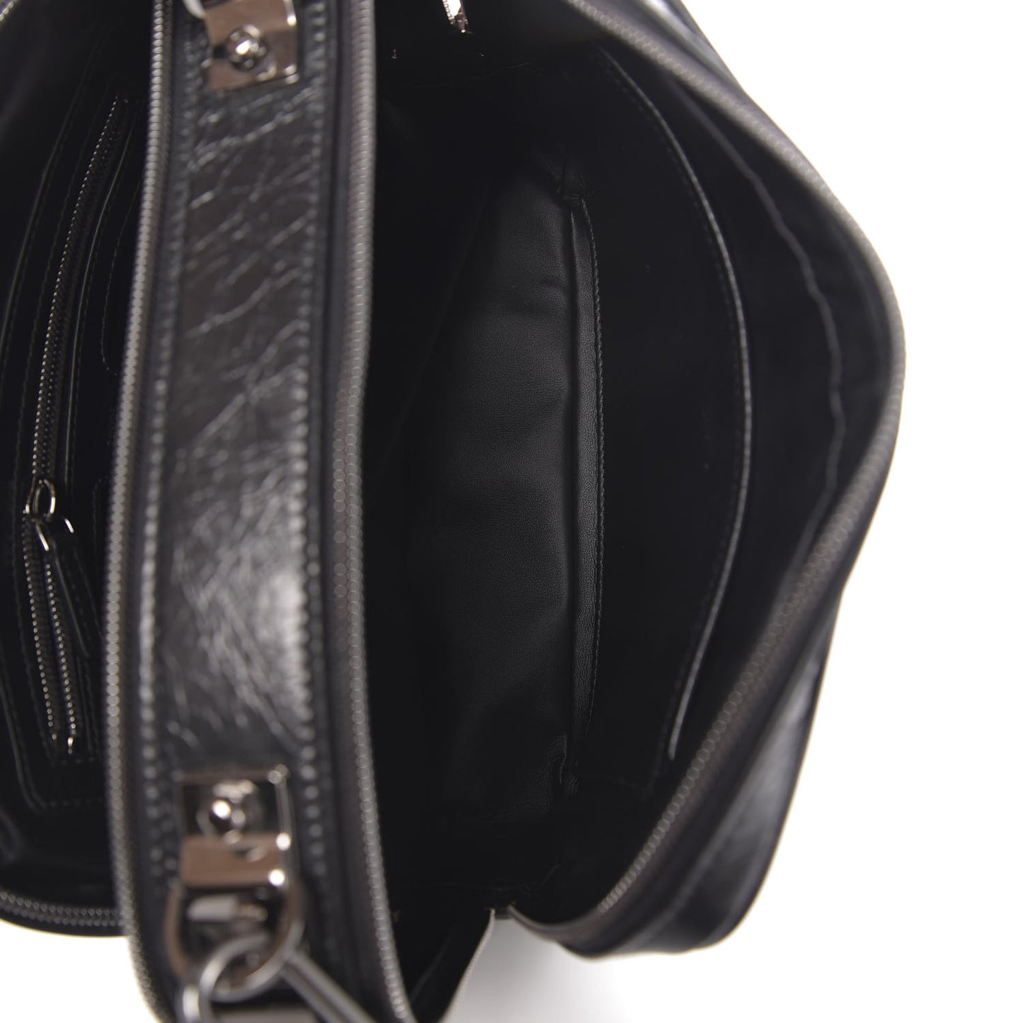 Crushed Calfskin Logo Crossbody Bag Black
