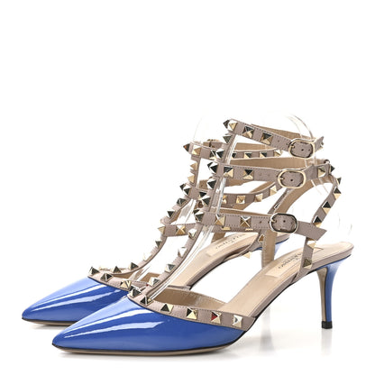 Valentino Garavani Patent Rockstud Ankle Strap 65mm Pumps 36.5 Indaco Poudre 4 of 9